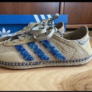 adidas gazelle silver green womens adidas IH3641 Clot x Gazelle Linen Khaki Light Blue Mens Lifestyle Shoe